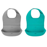 OXO TOT 2 - Piece Waterproof Silicone Roll Up Bib with Comfort - Fit Fabric Neck - ANB Baby
